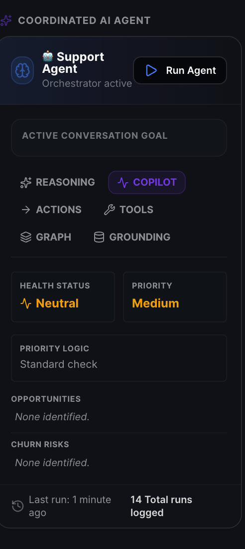 Convia AI sales copilot interface assisting sales representative with customer context and product recommendations.